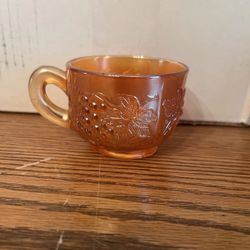 Vintage Fenton Carnival Glass Grapevine Amber Punch Cup