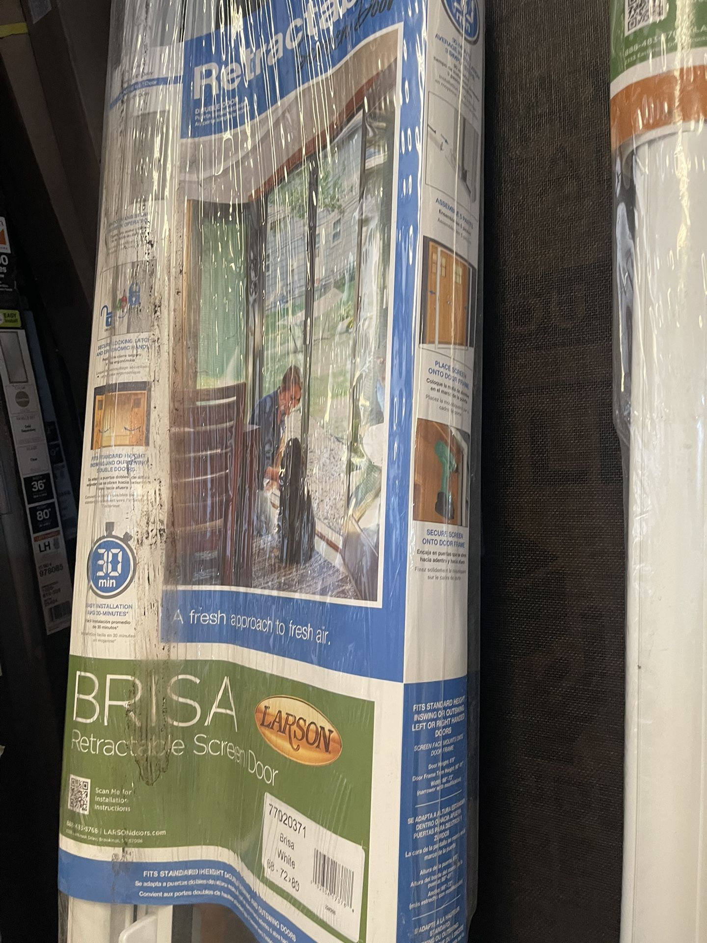 Weather Star 72 in. x 80 in. Brisa White Standard Double Retractable Screen Door Kit