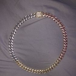 Tri-Colored Diamond Cuban Link Choker (10mm)