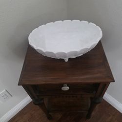 White indiana glass footed bowl 