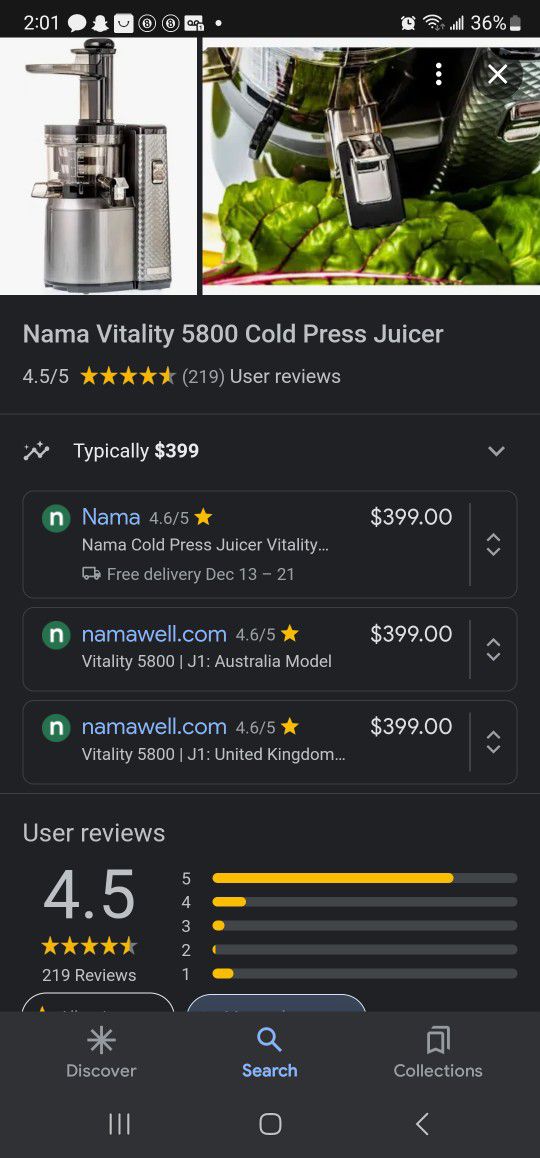 Nama Vitality 5800 Cold Press Juice