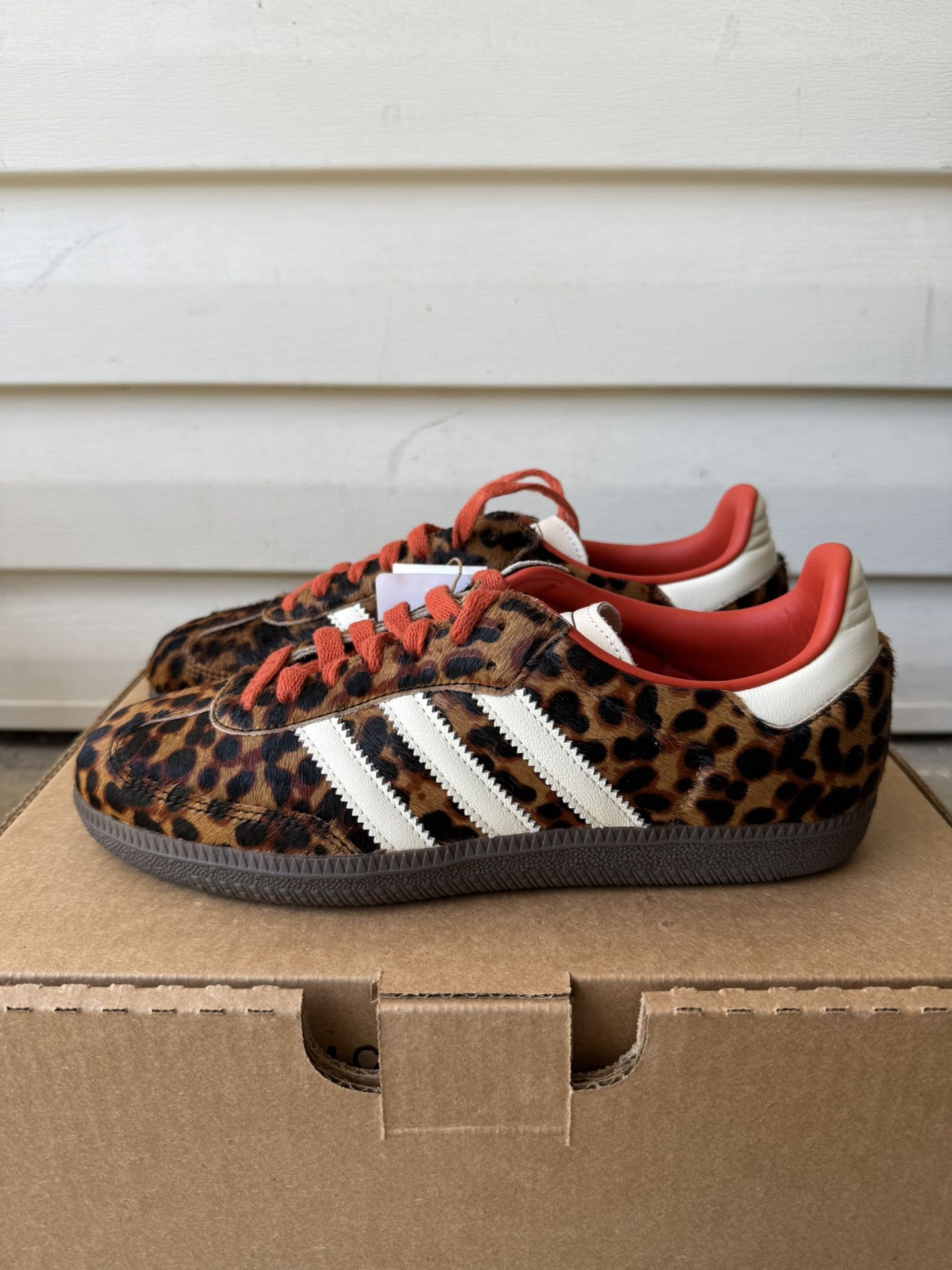 Size 8 Women's - Adidas Samba OG Preloved Red Leopard Cheetah (JI2734) NEW!
