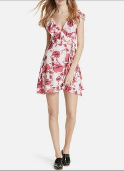 Free People brand Floral Wrap Mini Dress with Ruffle Detail