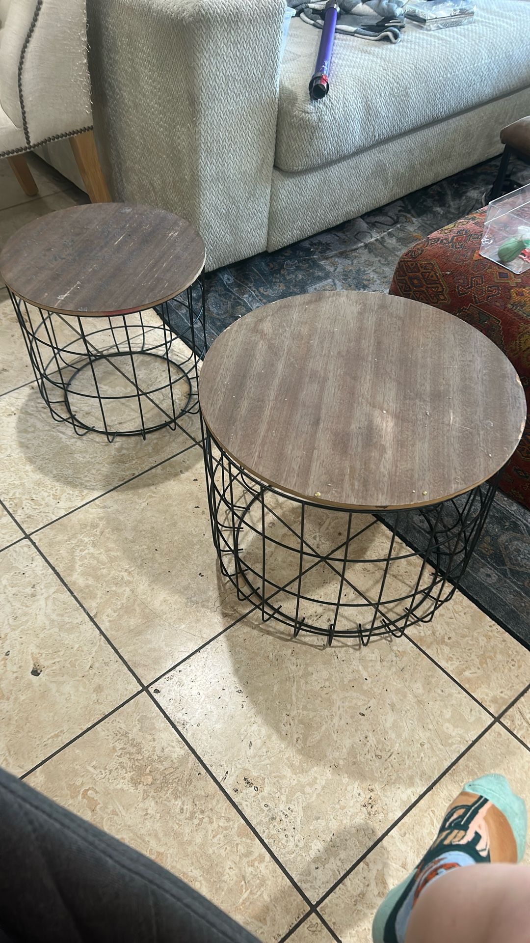 Two Nightstand Side Table Indoor Outdoor