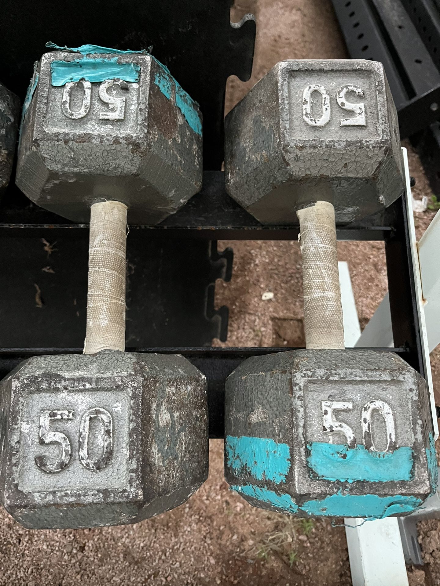 50lb Hex Iron Dumbbell set Weights