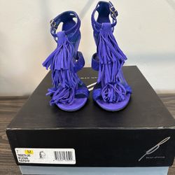 B Brian Atwood Leather Fringe Sandals