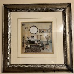 2 Glass Framed Bathroom Wall Art