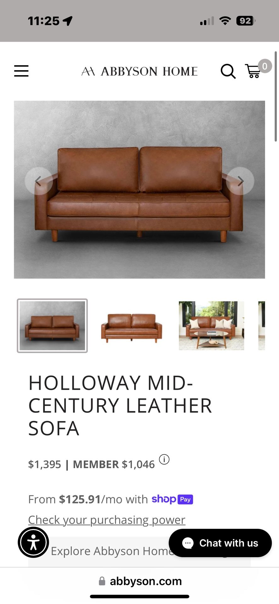 Abbyson Holloway Leather Couch
