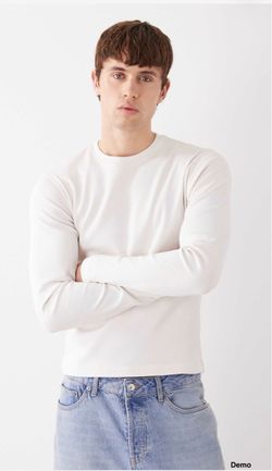 WEEKDAY Slim Fit Rib Long Sleeve T-Shirt in Off White (XS)