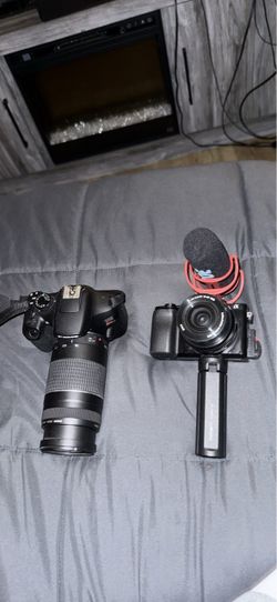 Canon EOS rebel t6 & Sony a6100 +rode mic+ tripod