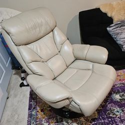 Leather recliner and ottoman
