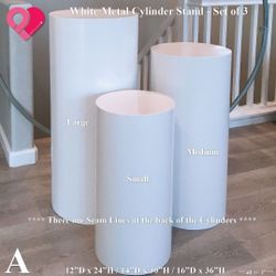 Display / White Set Of 3 Pedestals Wedding Party Decor