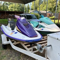 96 & 97 Seadoo Jetskis With Double Ski Trailer