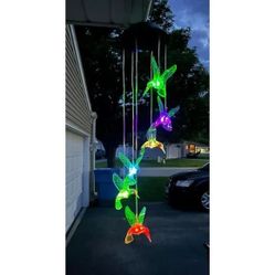 New Solar Hummingbird Wind Chimes for Garden, Yard, Patio or Garden
