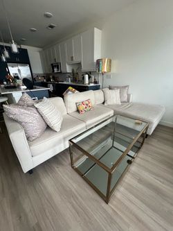 Beige fabric sectional