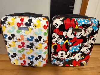 New Disney Mickey Minnie Hard Shell Luggage Set of 2