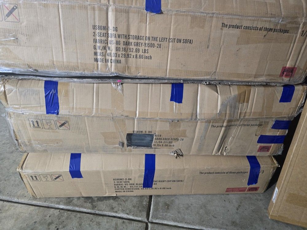 New 3 Loveseat New Mismatched sofa  still in box