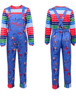 Chucky Halloween Costume Set for Includes Striped Shirt and Jumpsuit for Men/women
