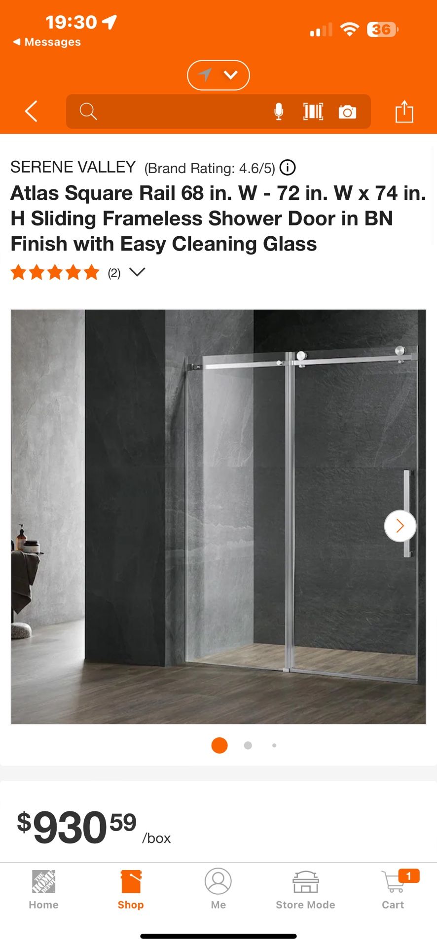  Brand New Serene valley glass Frameless Shower Door 