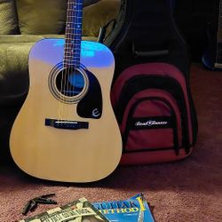 Epiphone PR150 NA Acoustic Guitar, Guitar Case, Books & Tool