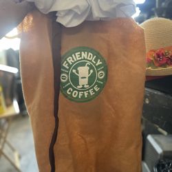 Coffee  Costume Hat Bag And Dress Children Size 4-6