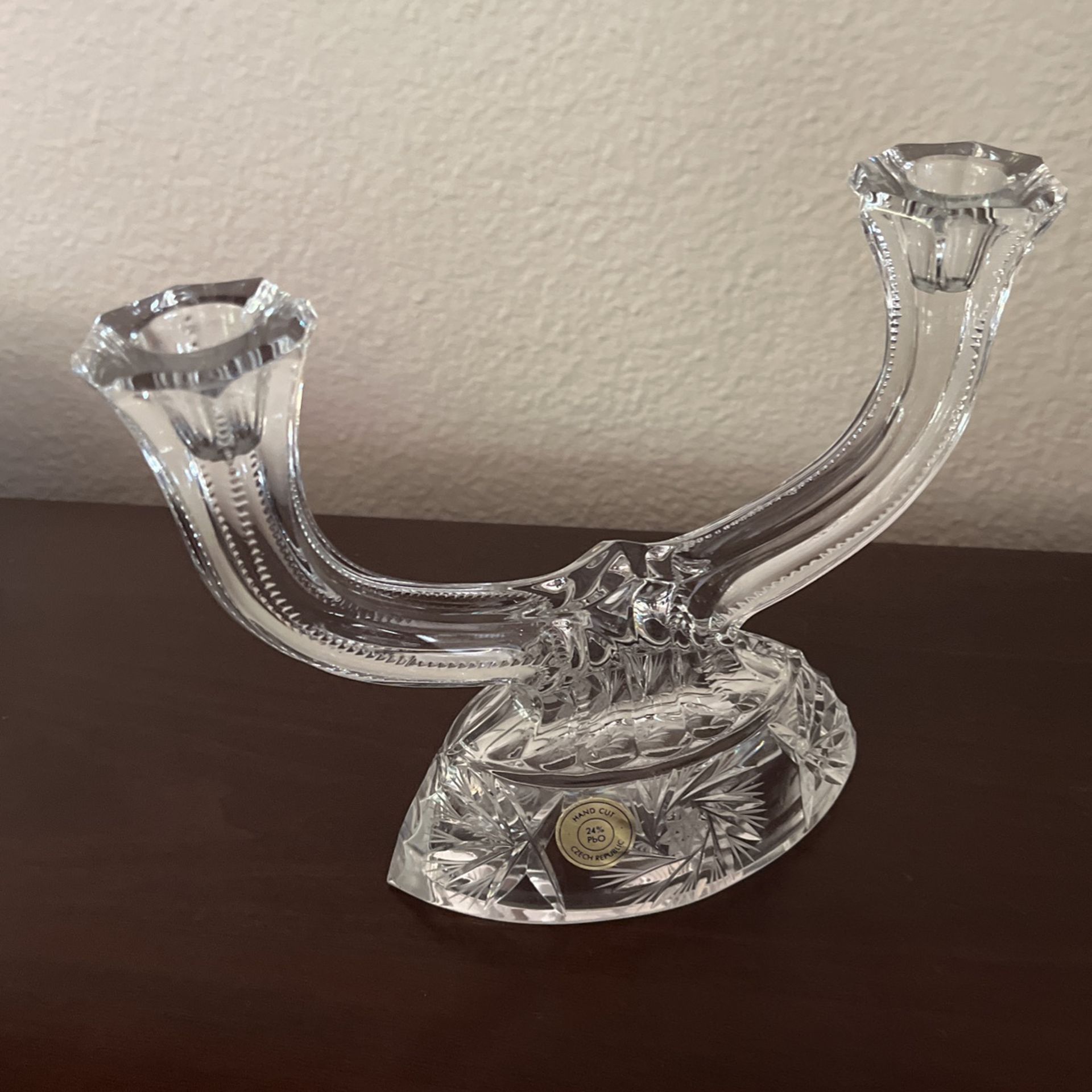 Hand Cut Czech Republic Crystal Candlestick