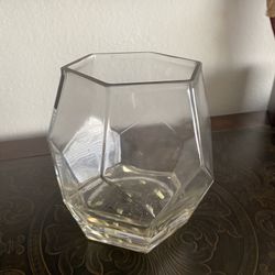 Clear Glass Vase, Geometric Shape Hydroponic Flowerpot