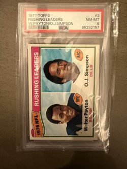 1977 Topps Walter Payton / O.J. Simpson Rushing Leaders PSA 8 (High Grade Vintage)