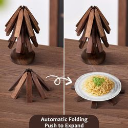 Black Walnut Wooden Trivets for Hot Dishes - Christmas Tree Shape Trivet Set, Coaster for Teapots and Hot Pots, and Table Decor