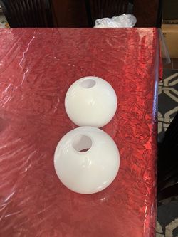 White Glass Globe Lamp Shades Set of 2