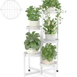 Plant Stand Indoor Outdoor, 5 Tier Corner Metal Flower Display Holder Shelf