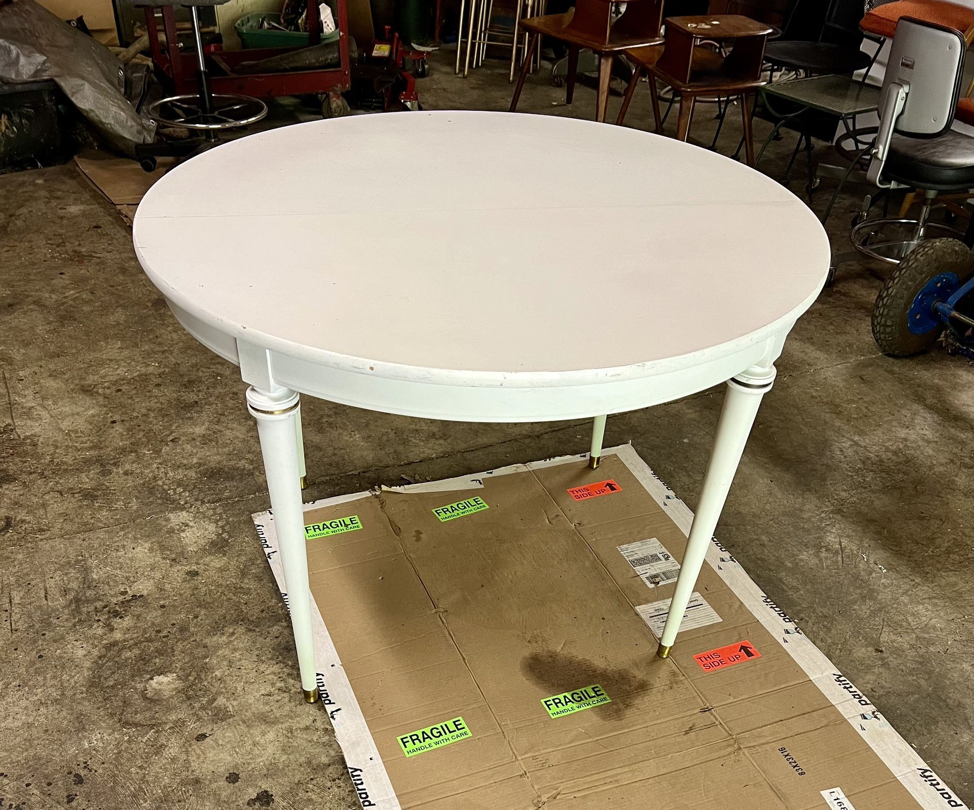 Round Swedish Extending Dining Table With Two Leaves 