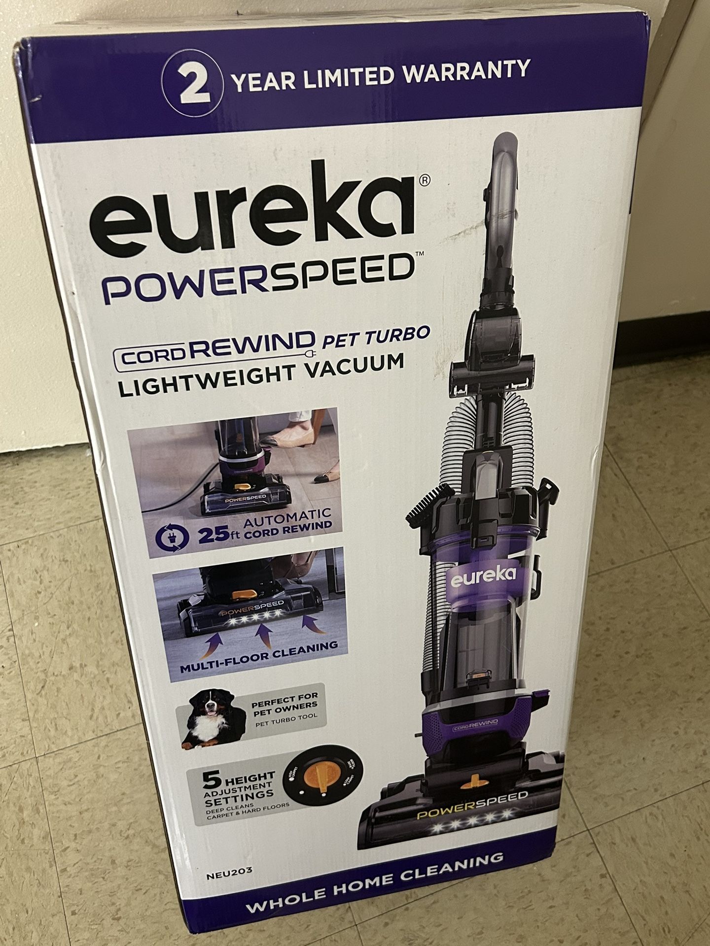 PowerSpeed Pet Cord Rewind Washable Upright Bagless Vacuum Cleaner 