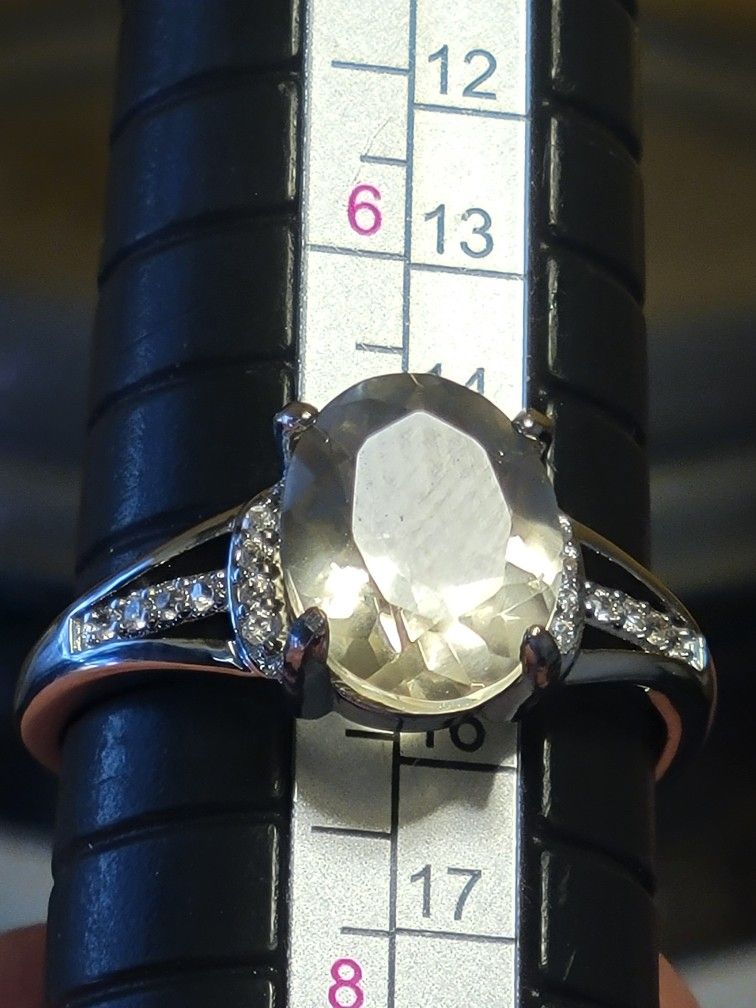 Prasiolite Ring 1.60ctw Oval Natural Madagascar Gemstone Size 7 , 8, 9