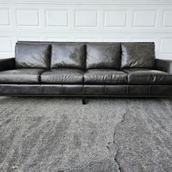 Bernhardt Extra Long 108" Leather Sofa / Couch with Nailhead Trim