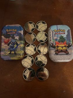 empty pokemon tins and coins