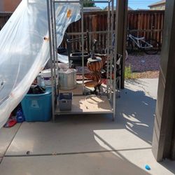 Two shelves, glass and metal