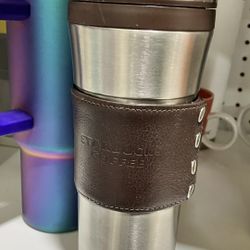Starbucks Stainless Steel Mug With Leather Cuff