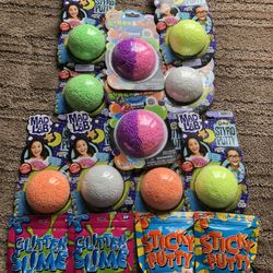 Styro Putty, Sticky Putty & Glimmer Slime.