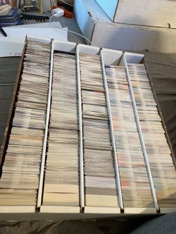 Huge box of sports cards. Almost full 5000 count box with about half of 1999 black diamond upper deck football with many stars plus pinnacle affianado