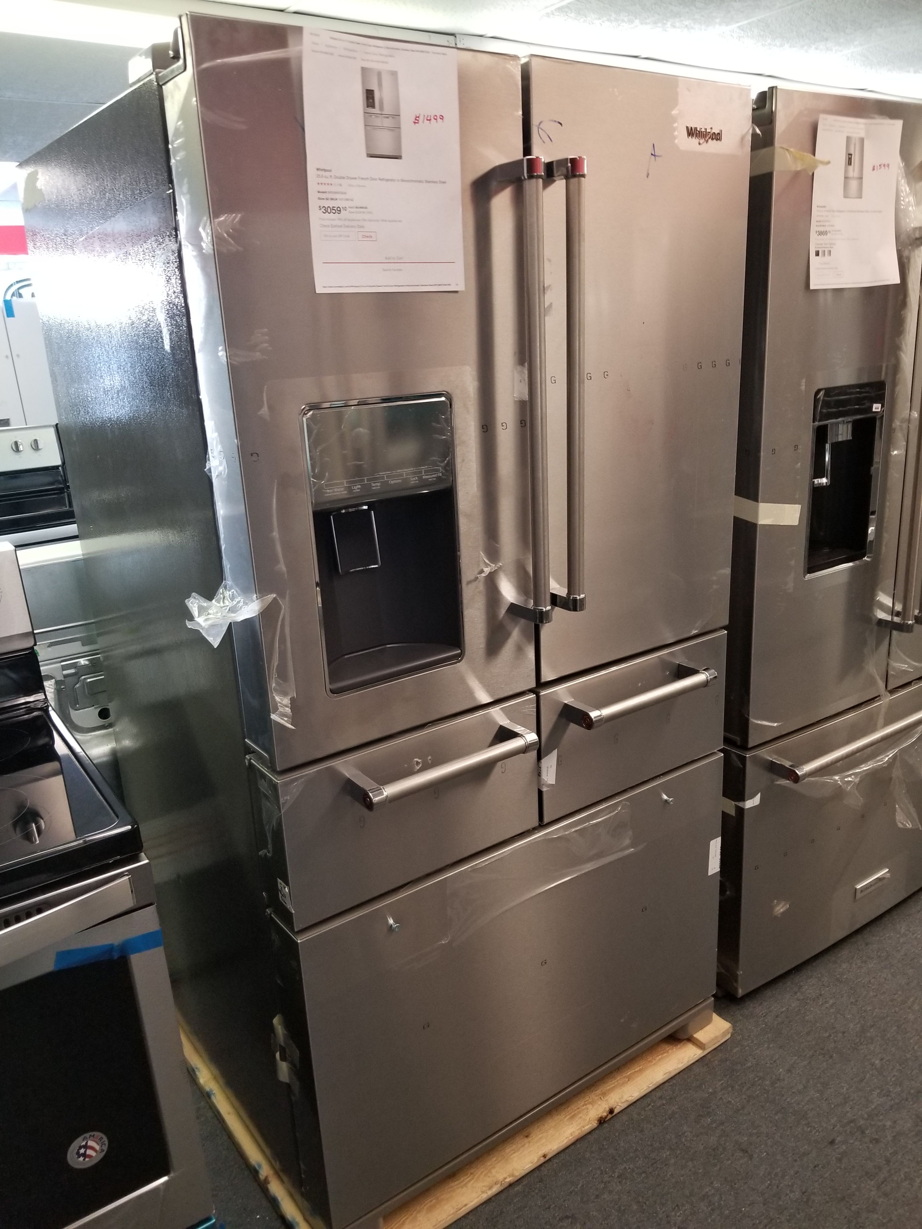 NEW SCRATCH AND DENT WHIRLPOOL 5 DOOR FRIDGE STAINLESS STEEL 1 YEAR