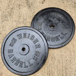 2 SOLID PLATES OF 50 LBS  1 INCH "