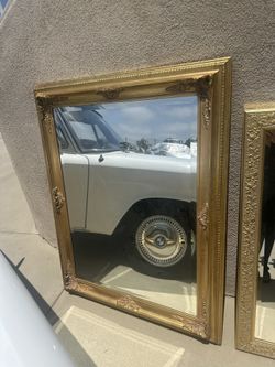 Large Beveled Mirror With Beautiful Frame