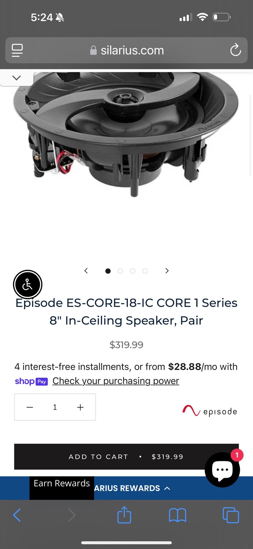 Brand New In Box Episode Ceiling Speaker Home Audio Control4 Smart