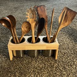 Wooden Kitchen Cooking Utensils Set
