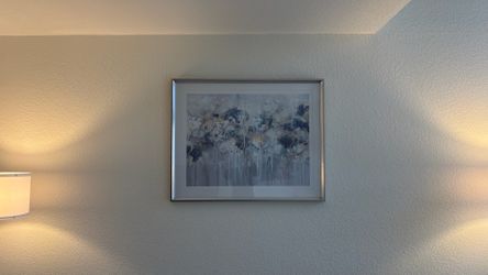 Large 39" × 31" Framed Abstract Wall Art - Silver & Gray Tones