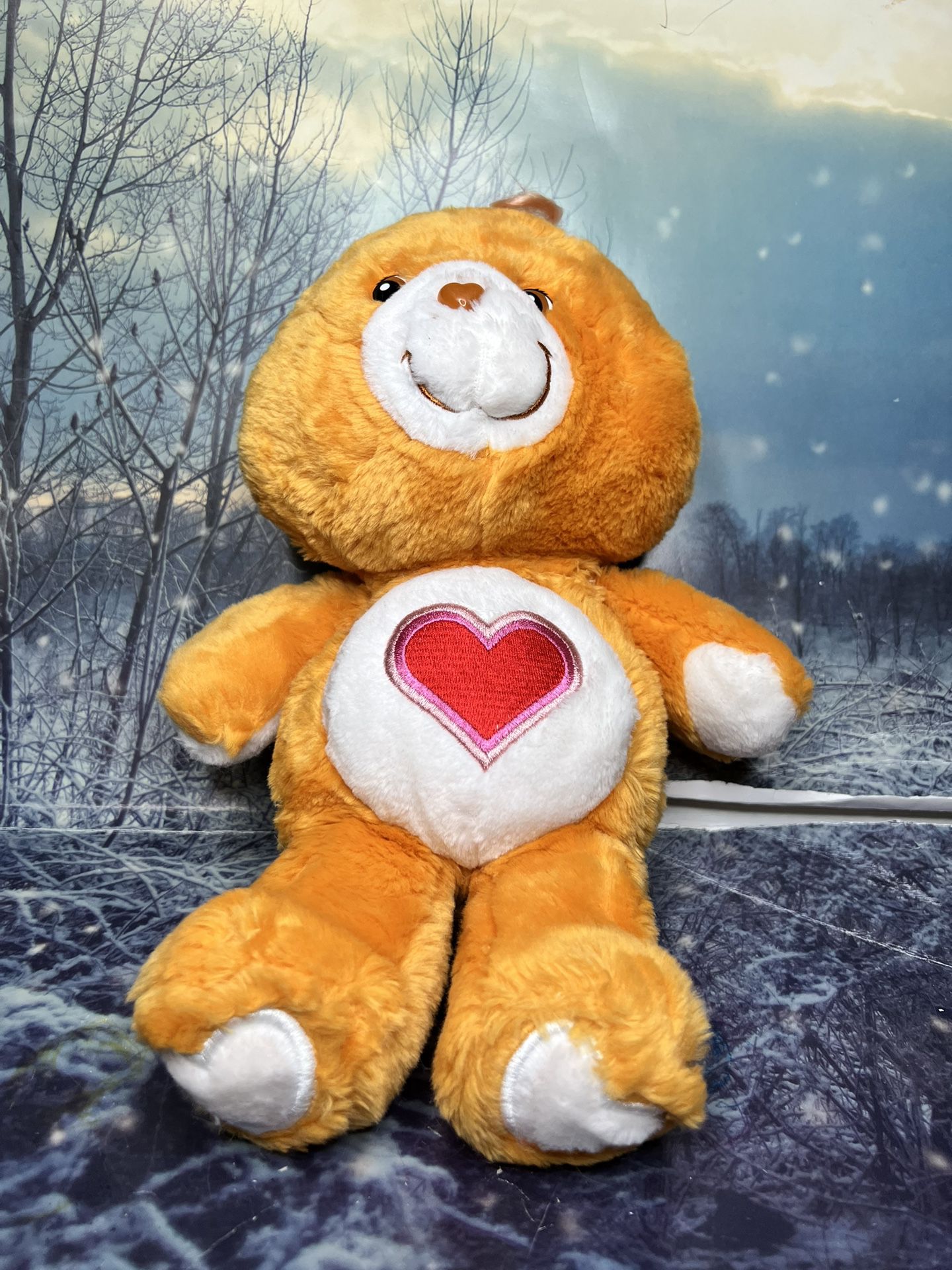 RARE Care Bears Orange TENDERHEART 20th Anniversary Large Plush 14" Stuffed anim