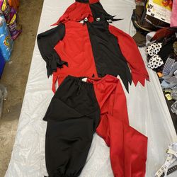 Child Evil Dark Horror Red/Black Jester Clown Halloween Costume. Size large.