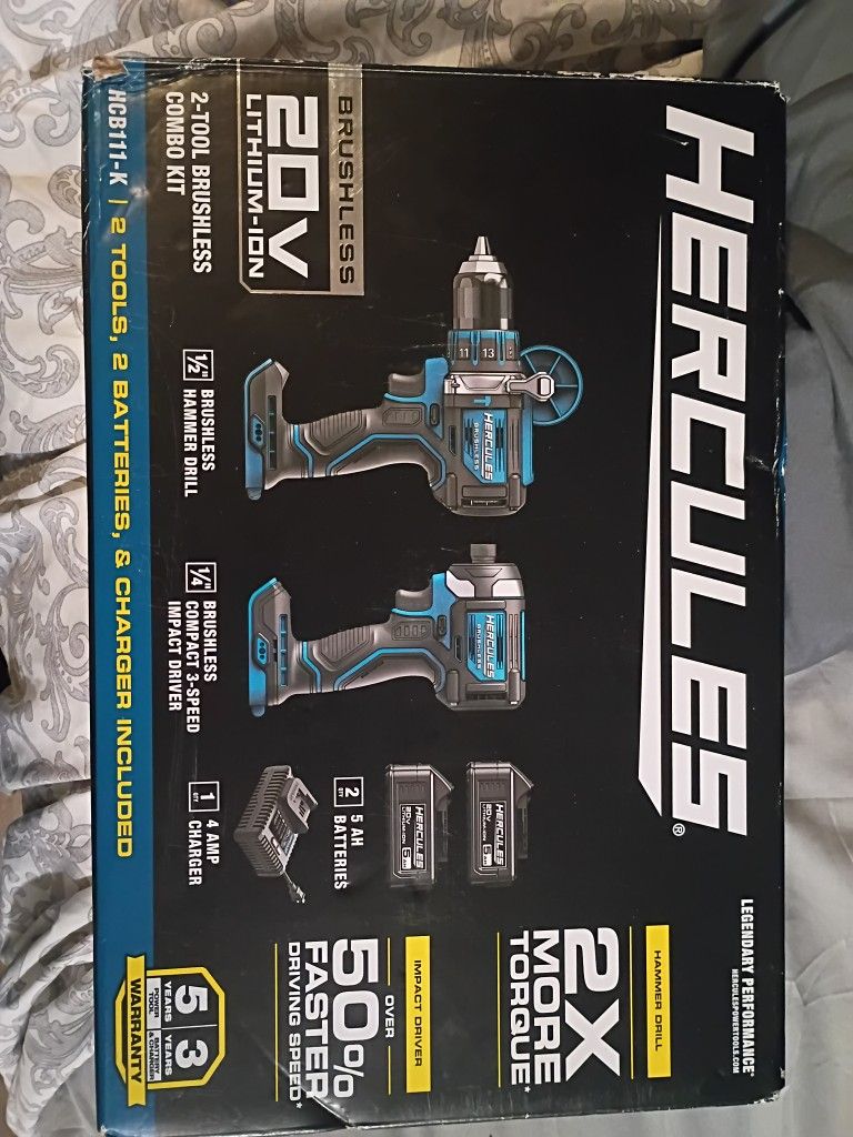 1/2 Hammer Drill 1/4 Impact Drill With Charger And 2 Batteries