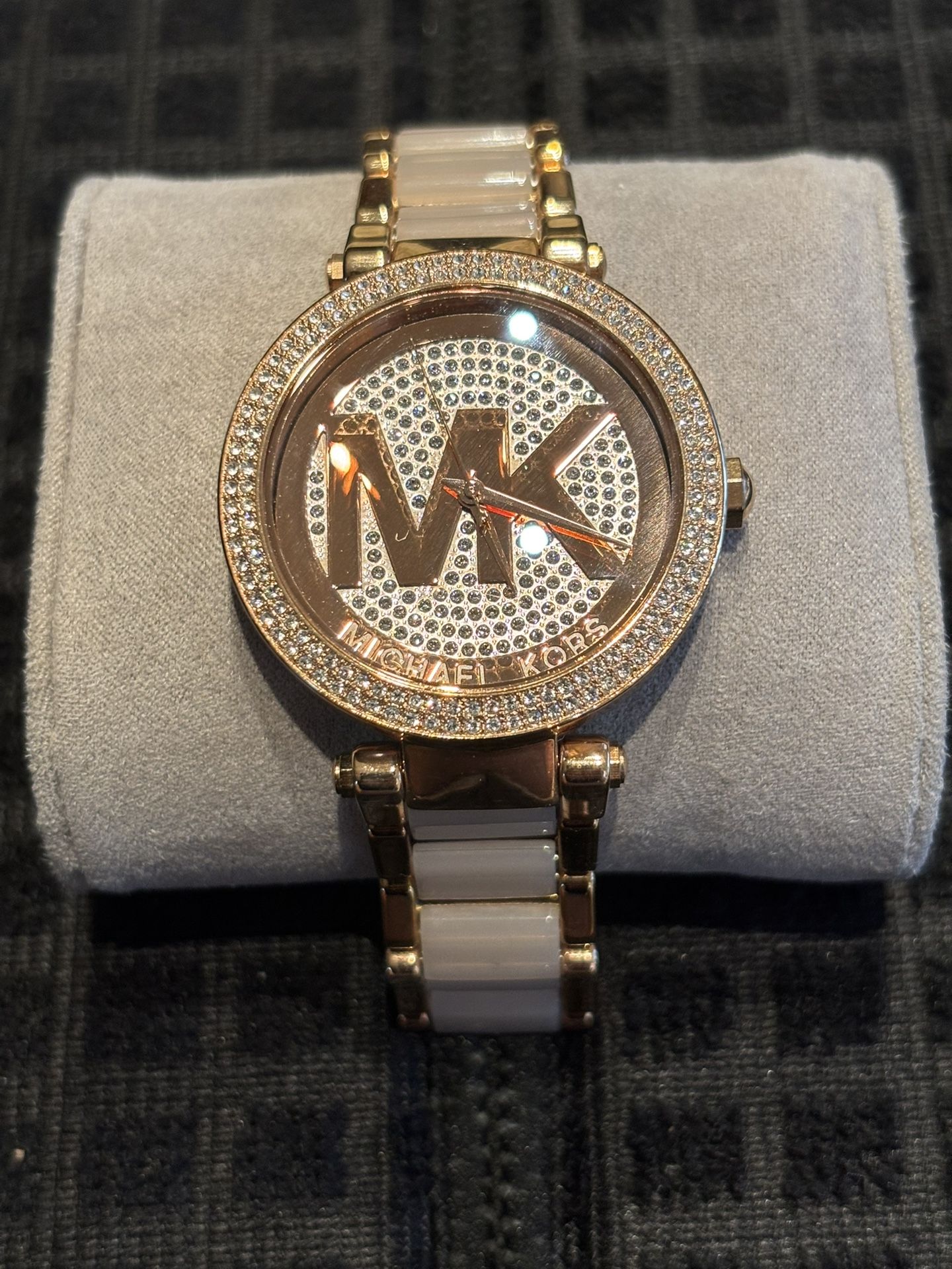 Michael Kors Women Parker Crystal Pave Stainless Steel Watch Mk6176 new battery